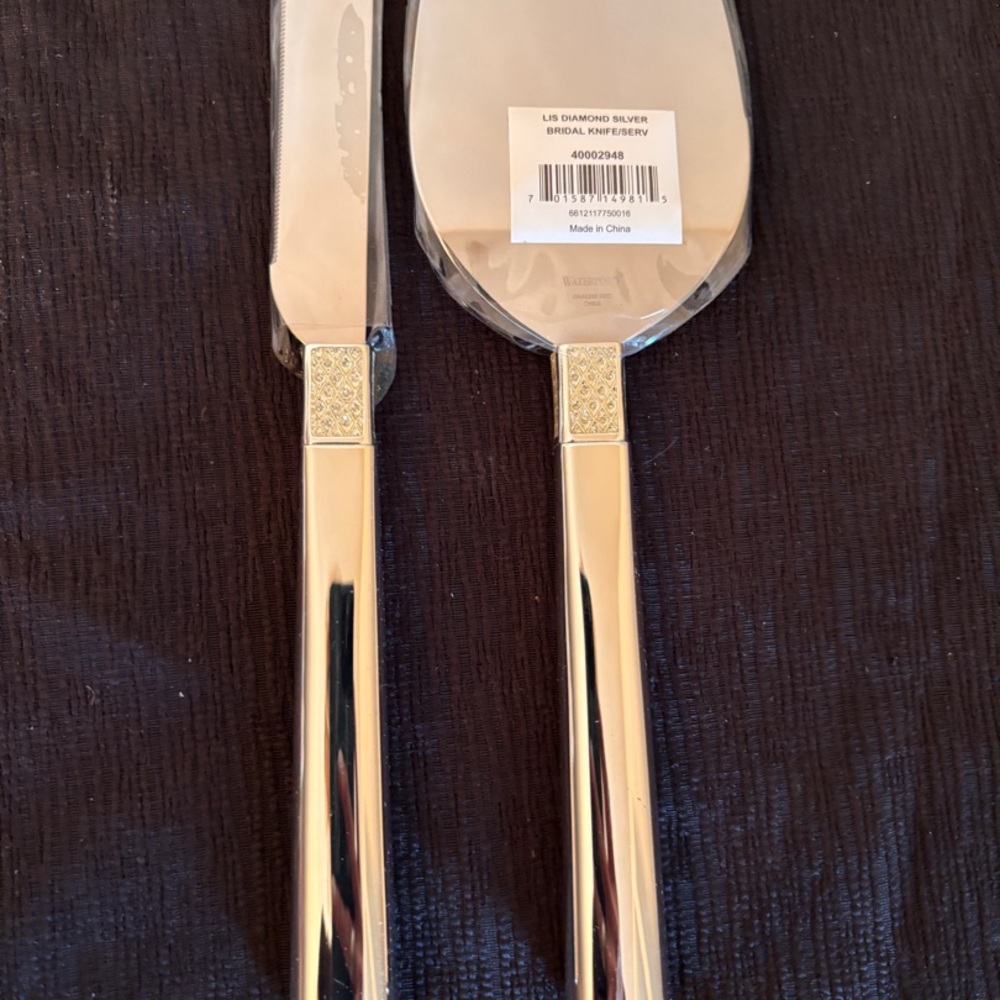 Waterford Lismore Diamond Silver Cake Knife and Server Set NIB - Picture 4 of 16